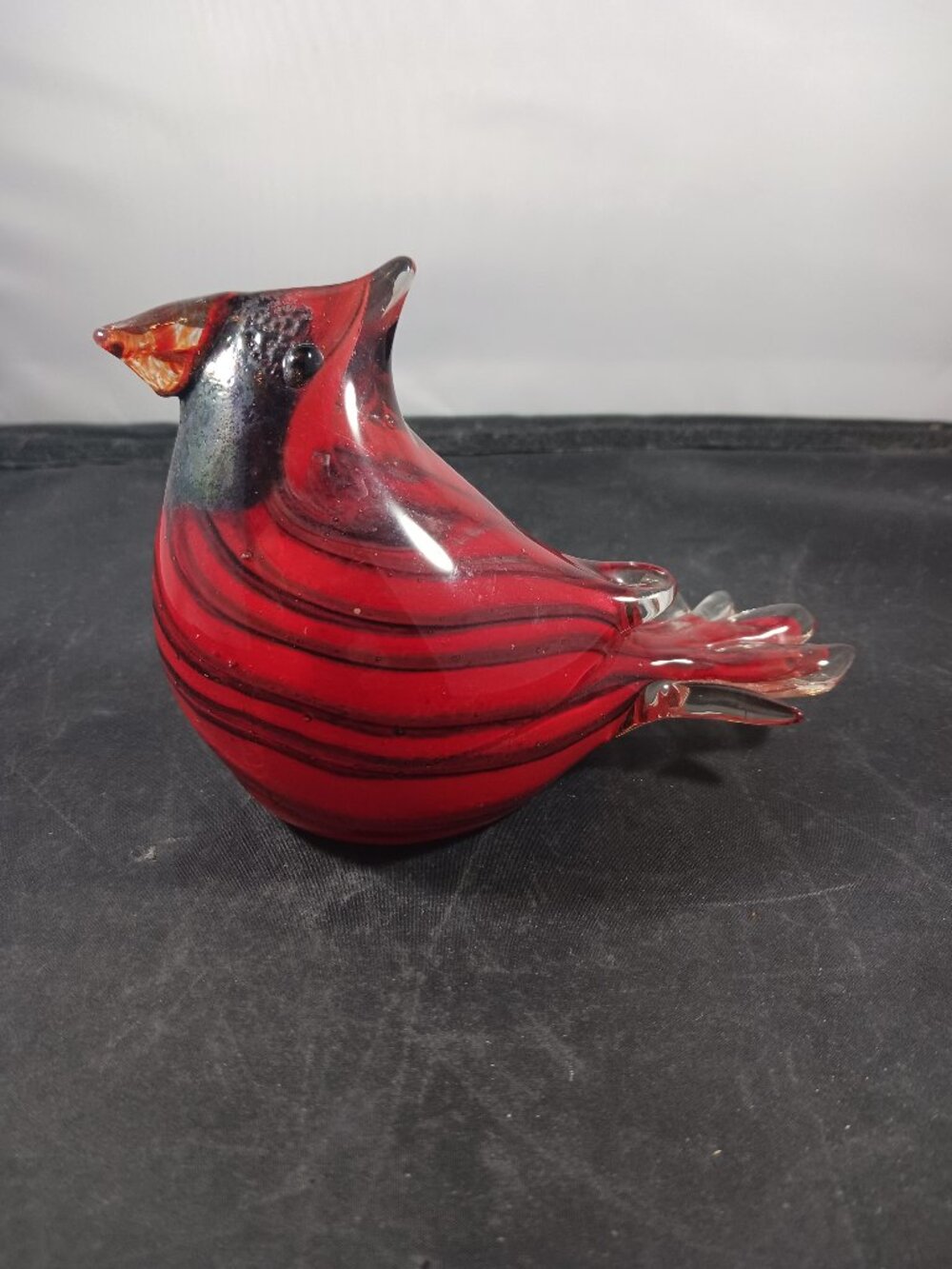 Murano Style Cardinal Blown Glass Paperweight 3.5" Tall